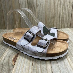 Biostep Women's Camo Dual Strap Suede Leather Sandals New in Box